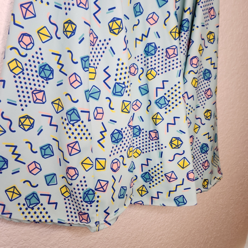 Paola's Pixels Womens 90's Dice Skater Skirt Blue Pink Yellow Mini Cute Small - Picture 6 of 13